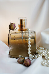perfume bottle mockup with pink background