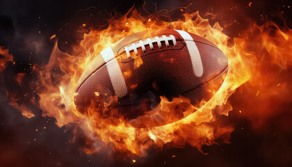 American Football Ball on Fire