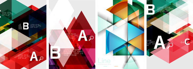 Set of triangle pattern poster backgrounds. Vector illustration For Wallpaper, Banner, Background, Card, Book Illustration, landing page