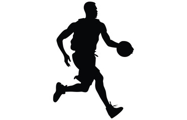 Vector set of Basketball players silhouettes, Man basketball player silhouette vector
 - obrazy, fototapety, plakaty