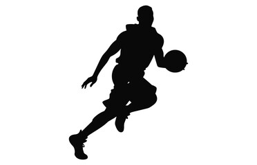 Fototapeta na wymiar Vector set of Basketball players silhouettes, Man basketball player silhouette vector 