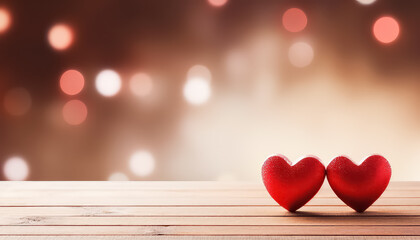 Red heart on beautiful blurred background, valentine's day concept
