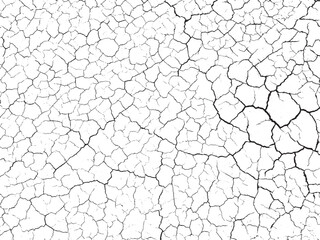 Cracked ground surface texture. Vector illustration. Monochrome background of coarse soil