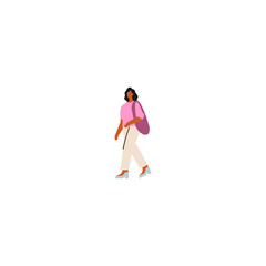 pose of a person walking in a pink outfit outfit