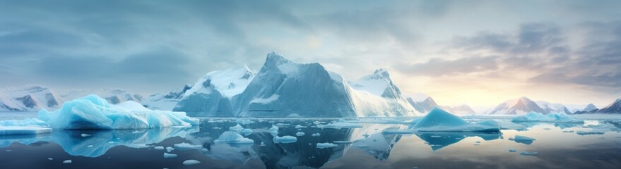 Fototapeta na wymiar sea with icebergs in the background