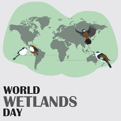 Naklejka premium World Wetlands Day inscription. banner, poster, art, card, flyer, and design concept for World Wetlands Day. 