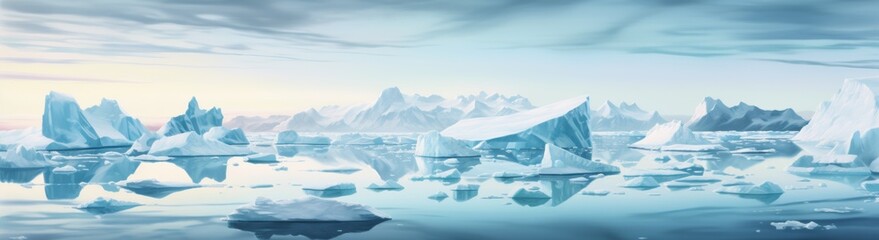 Fototapeta premium sea with icebergs in the background