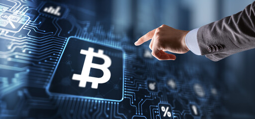 Polygonal bitcoin background technology concept 2024