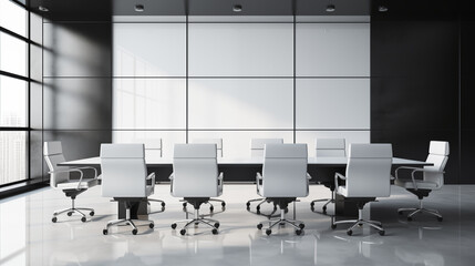 An empty, clean and sophisticated boardroom