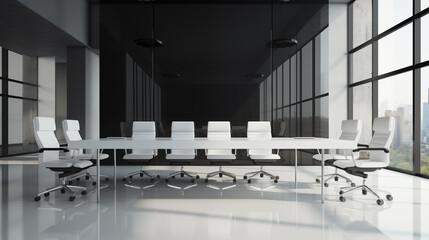 An empty, clean and sophisticated boardroom