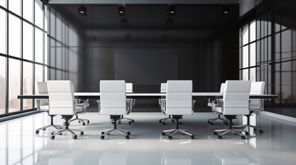 An empty, clean and sophisticated boardroom