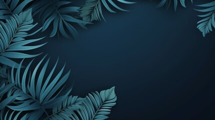 Fototapeta na wymiar tropical leaves, foliage plant in blue color with space background, copy space, 16:9