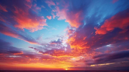 Fotobehang  Abstract vivid sky at sunset, copy space, 16:9 © Christian