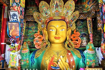 Maitreya Bodhisattva Buddha statue, Thiksey Buddhist Monastery, Leh, Ladakh, Kashmir, India, Asia