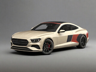 3D rendering of a brand-less generic concept car in studio environment. Created using generative AI tools