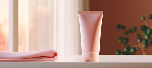 The pink tube of cream in the bathroom, generative AI