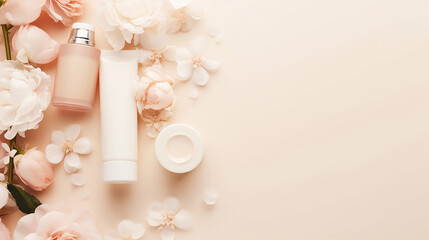 minimal composition with cosmetic skin care products
