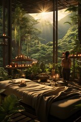 Photo Realistic of a Massage Therapist in a Tranquil Environment, Ready to Provide a Rejuvenating Massage, Generative AI