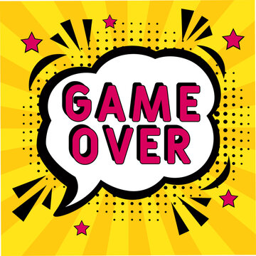 Game Over pop art. Game Over in comic pop art style. Game Over message in sound speech bubble in pop art style. Comic book explosion with text Game Over.