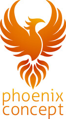 Obraz premium A phoenix fire bird from mythology rising with its wings spread