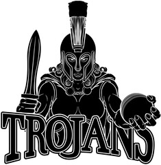 Obraz premium A Spartan or Trojan female gladiator warrior woman cricket sports mascot