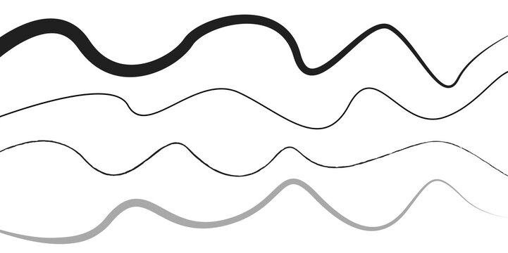 Thin line wavy abstract vector background. Curve wave seamless pattern. Line art striped graphic template. Vector illustration.Vector White background with black wavy lines. Black curved lines pattern
