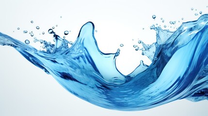Obraz premium A Close-up of Blue water, spiral, liquid, splash, swirling wave, white isolated background.