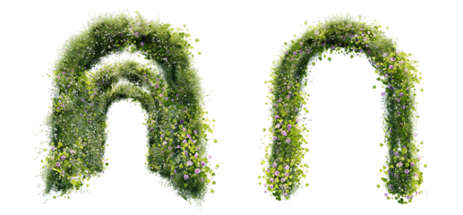 grass and flower arch cut out background