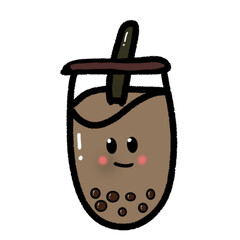 vector illustration of boba drink. Boba drinks in packages with straws. fresh drink character for logo, mascot, emoticon. Hand draw