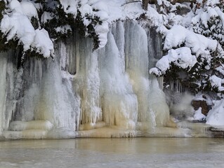 waterfall with icicles