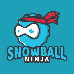 Snowball Ice Cream Logo Design with Snowball and Ninja Concept Design.