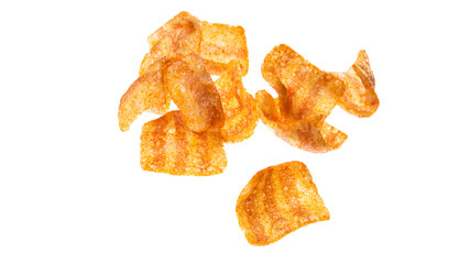 Potato chips, isolated on white background