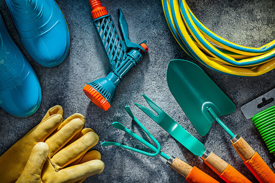 Set Of Garden Tools In Flat Lay Composed - Powered by Adobe