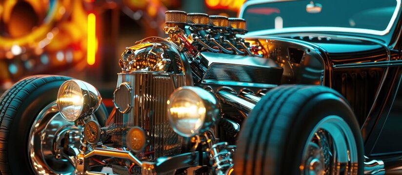 Hotrod engine with impressive visual effects.