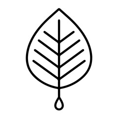 Minimalistic Black Line Leaf with Dew Icon