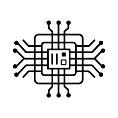 Obraz premium Minimalistic Black Line AI Chip Icon