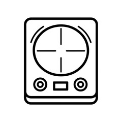 Minimalistic Black Line Induction Cooktop Icon