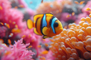 Naklejka na ściany i meble Beautiful ornamental fish in the ocean