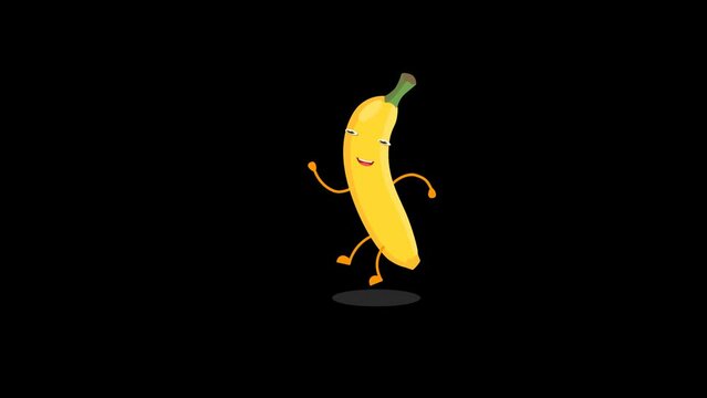 2D Cartoon Animation of Fruit Elements featuring a Mascot for a cheerful, swaying banana