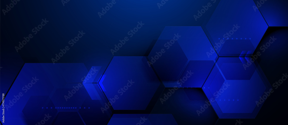 Poster abstract geometric hexagon futuristic digital hi-technology on a dark blue background. vector illust