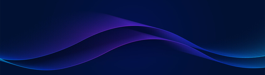 Abstract background with blue glowing wavy lines with technology connection concept. Modern minimal trendy shiny purple lines pattern. Soft motion in dark space. Vector illustration