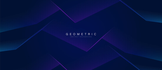Abstract background with blue glowing geometric triangular lines. Modern minimal trendy shiny purple lines pattern. Vector illustration - obrazy, fototapety, plakaty