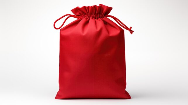 red gift bag, red shopping bag isolated on white.