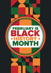 Black History Month. African American History. Celebrated annual. In February in United States and Canada. In October in Great Britain. Poster, card, banner, background. Vector illustration