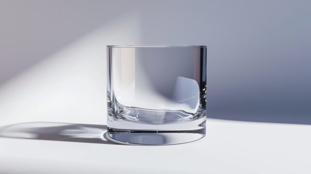  a glass of water sitting on a table with a shadow of the glass on the side of the glass and a shadow of the glass on the side of the table.