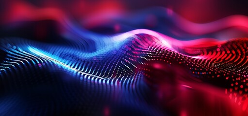 Abstract Background blurring blue and red light, in the style of colorful curves, rim light, realistic hyper-detail