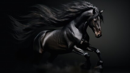 Obraz na płótnie Canvas black horse on black background