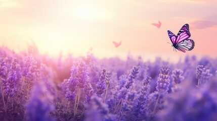 lavender field in the morning