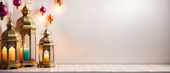 traditional lanterns representing the festive spirit of islamic event and celebration. - obrazy, fototapety, plakaty