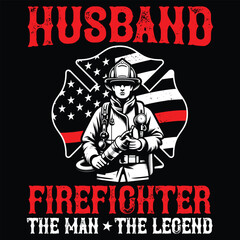 USA American Flag Husband Firefighter The Man The Legend t-shirt design,Funny Gift Firefighter t-shirt design